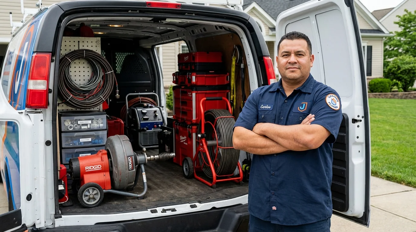 Professional drain cleaning equipment and Johns Plumbing LLC plumber in Alvin