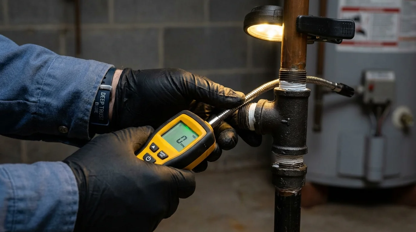 Gas leak detection with electronic sniffer by Johns Plumbing LLC in Alvin